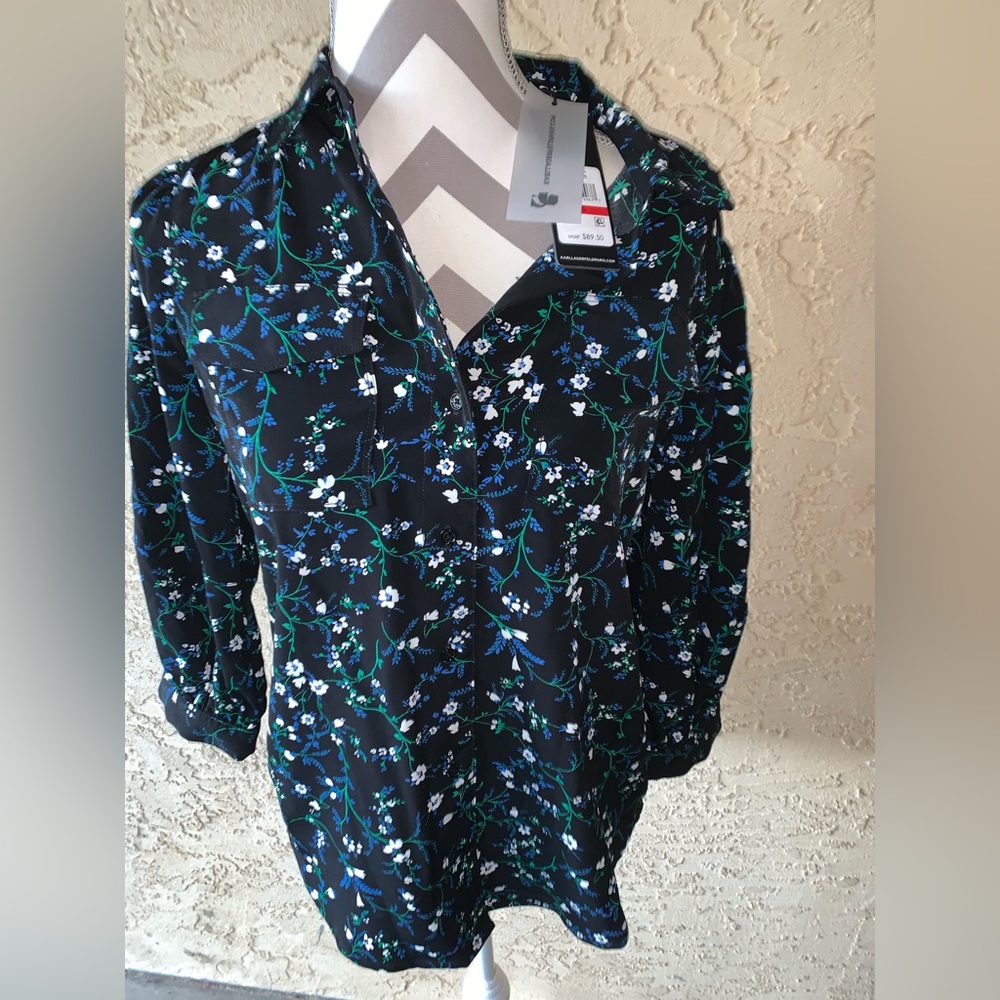 Ladies Karl Lagerfeld button down blouse Xs nwt